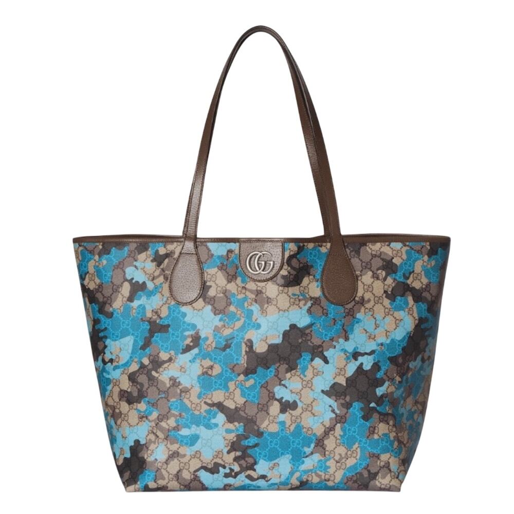 Gucci Large Blue Camouflage Marbled GG Monogram Shopper NWT - Picture 2 of 3